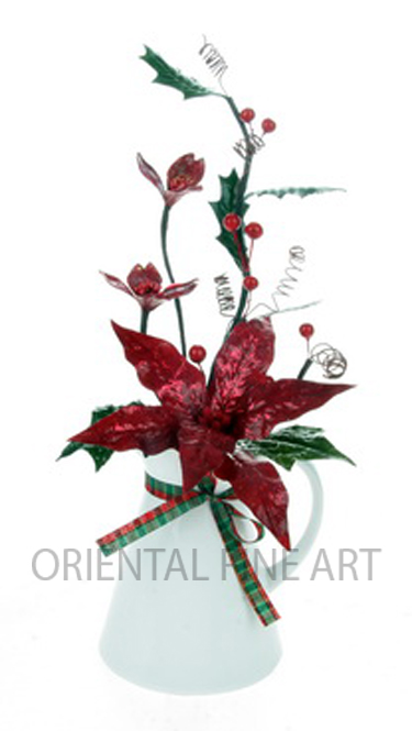 CR-58175-X. 
POINSETTIA  W/2 DOGWOOD&BERRIES